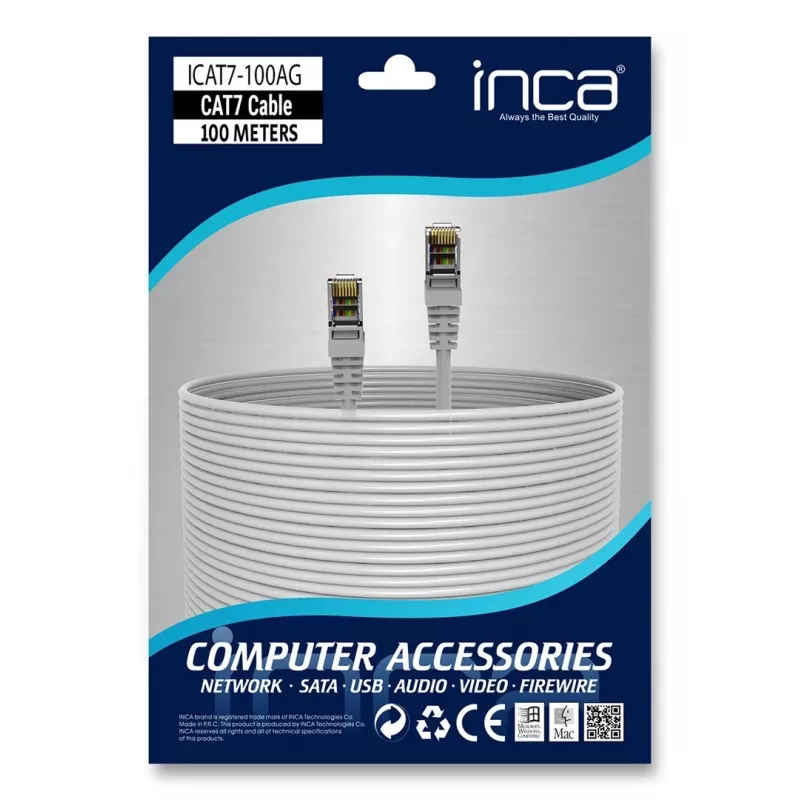 INCA cable Ethernet ICAT7-100AG S/FTP1 23 AWG cable CAT7 - cable - cable CAT 7/conector macho RJ45