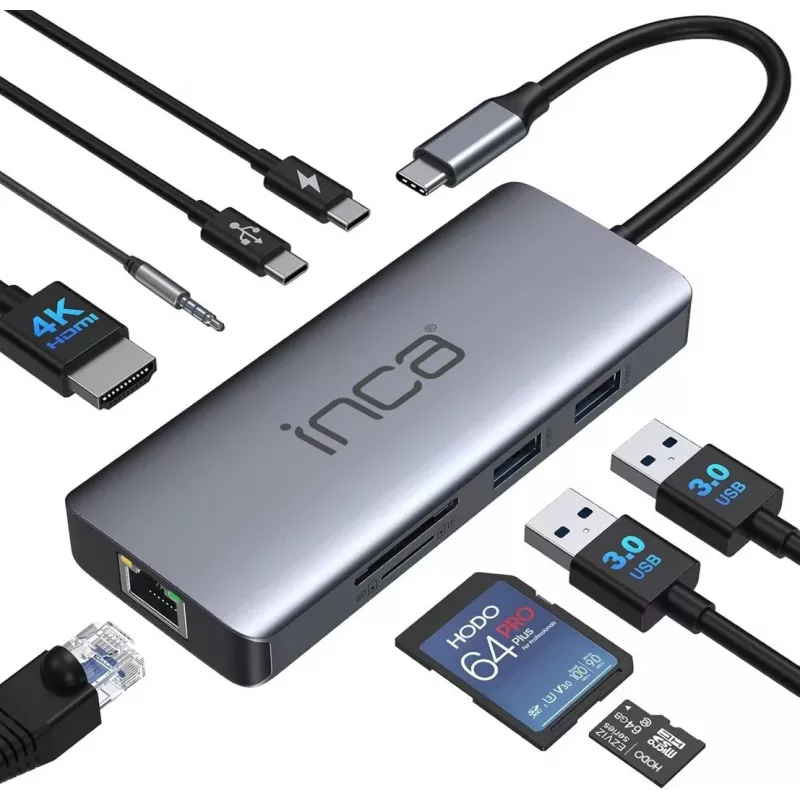 INCA adaptador ITPC-10TX USB-C 9 en 1 - adaptador