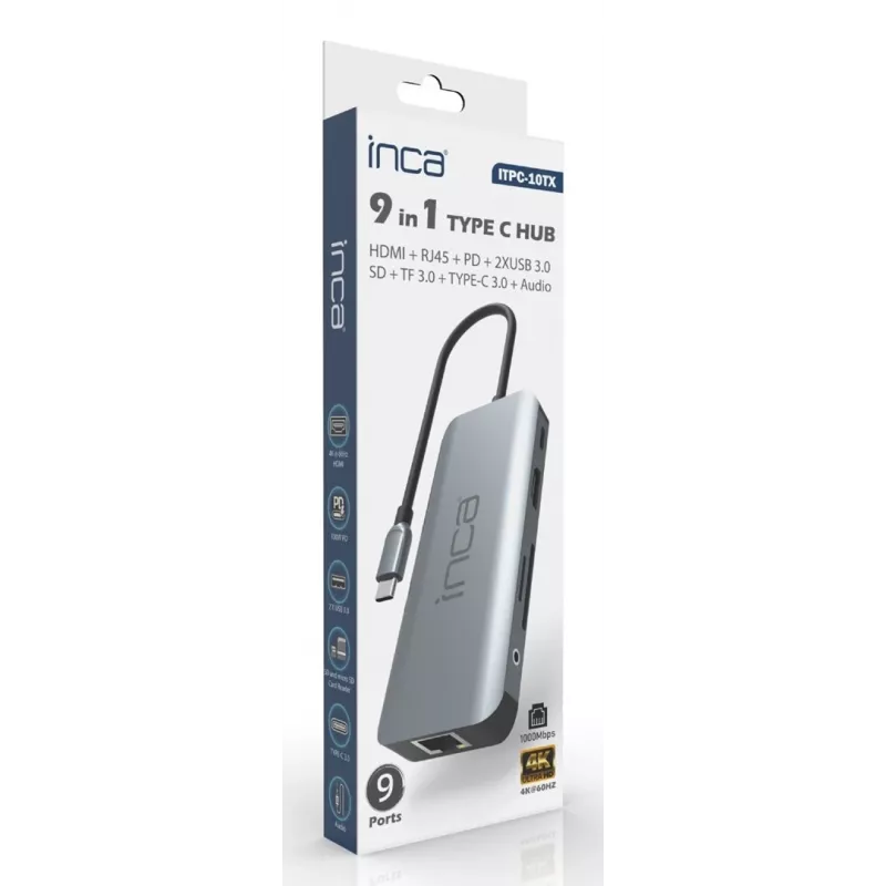 INCA adaptador ITPC-10TX USB-C 9 en 1 - adaptador