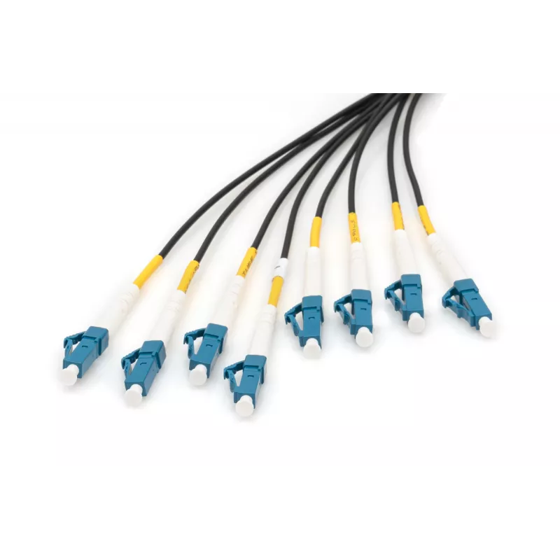 DIGITUS cable breakout universal de fibra óptica preconfeccionado, monomodo OS2, 8 fibras, LC/UPC - LC/UPC