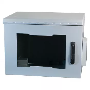 Armario de pared de 19 pulgadas IP55 EFB Elektronik 7U puerta de cristal profundidad 450 mm, acero soldado, IP55, carga máx. 100 kg