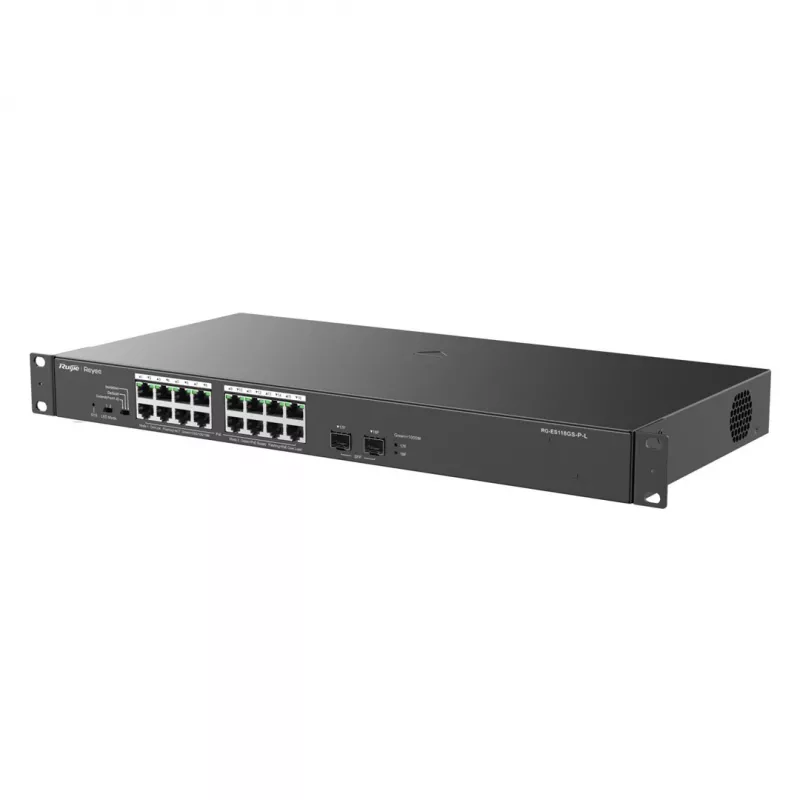 Reyee switch de 16 puertos 1000 Mbit/s + 2 puertos Gigabit SFP, 16 de los puertos admiten alimentación PoE/PoE+ – 1 Gbit/s