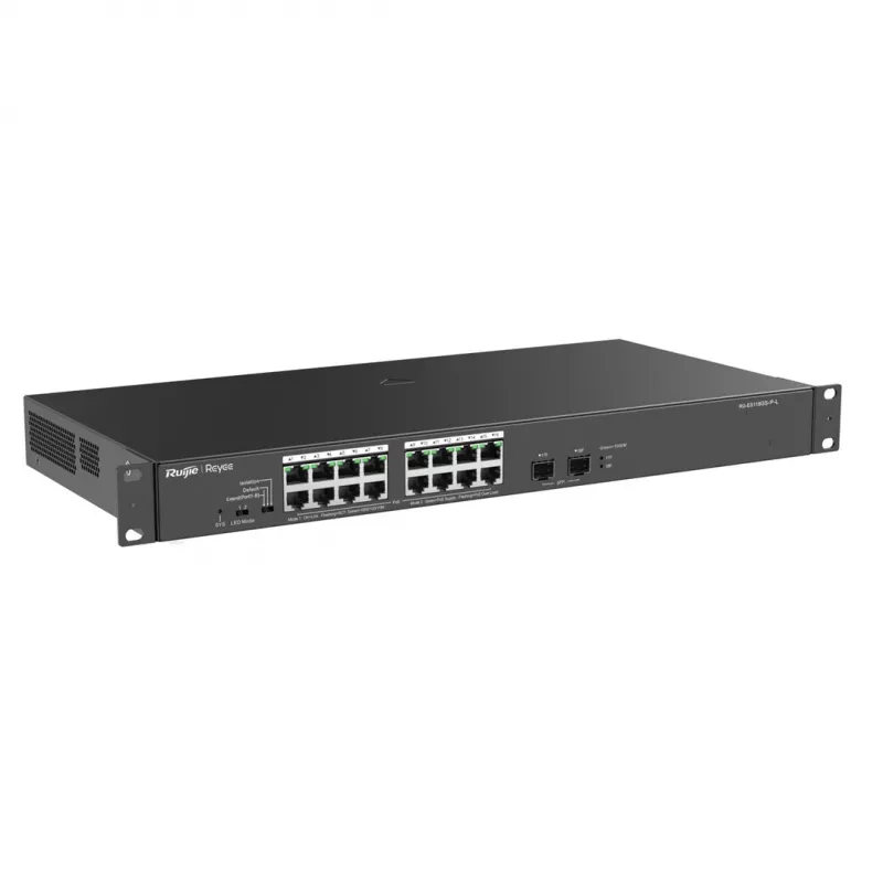 Reyee switch de 16 puertos 1000 Mbit/s + 2 puertos Gigabit SFP, 16 de los puertos admiten alimentación PoE/PoE+ – 1 Gbit/s