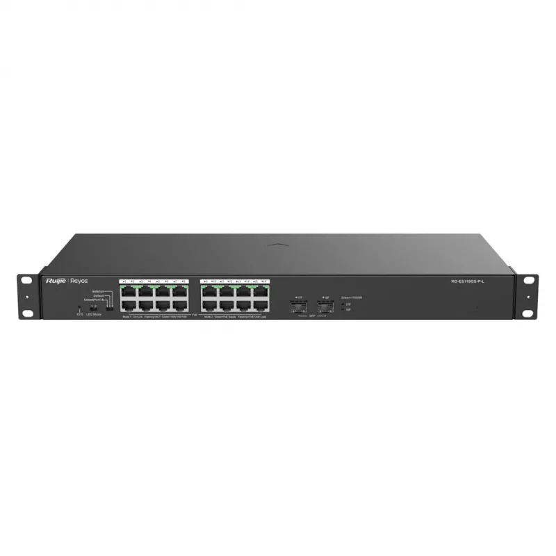 Reyee switch de 16 puertos 1000 Mbit/s + 2 puertos Gigabit SFP, 16 de los puertos admiten alimentación PoE/PoE+ – 1 Gbit/s