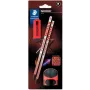 Lápices de grafito de madera Staedtler Noris HB con goma — plateado-coral, pack de 2