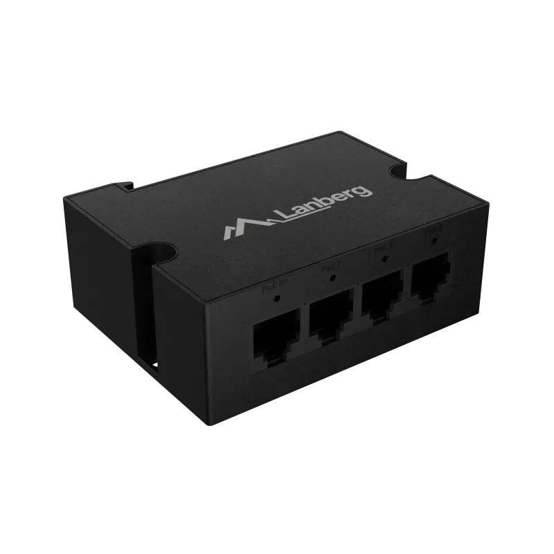 Switch Lanberg DIN-FE4-AT-30W 1XIN 3X Out 100MB POE Extender Fast Ethernet carril DIN AT 30W