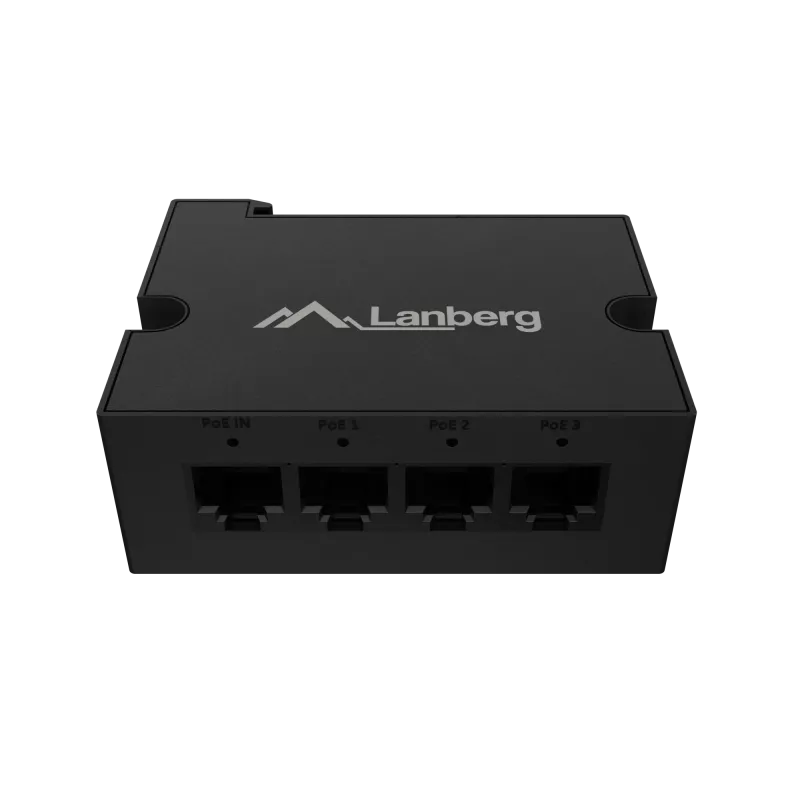 Switch Lanberg DIN-FE4-AT-30W 1XIN 3X Out 100MB POE Extender Fast Ethernet carril DIN AT 30W