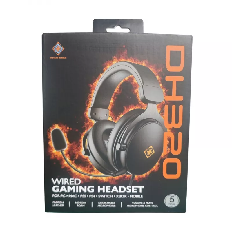 Deltaco GAM-190 auriculares gaming piel sintética cable 3,5 mm negro
