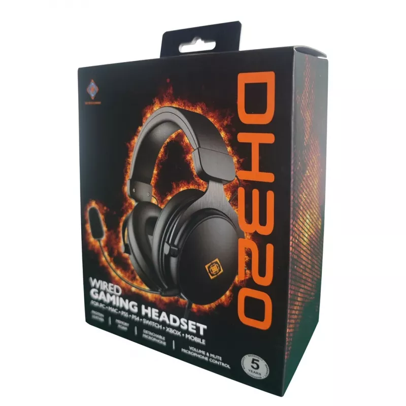 Deltaco GAM-190 auriculares gaming piel sintética cable 3,5 mm negro
