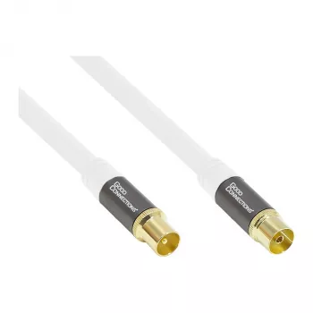Cable de antena SmartFLEX, conector macho IEC/coaxial a conector hembra, dorado, cuádruple apantallado, medida de apantallamiento 120 dB, blanco, 1,5 m, Good Connections® (GC-M2042)