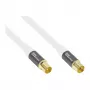 Cable de antena SmartFLEX, conector macho IEC/coaxial a conector hembra, dorado, cuádruple apantallado, medida de apantallamiento 120 dB, blanco, 1,5 m, Good Connections® (GC-M2042)