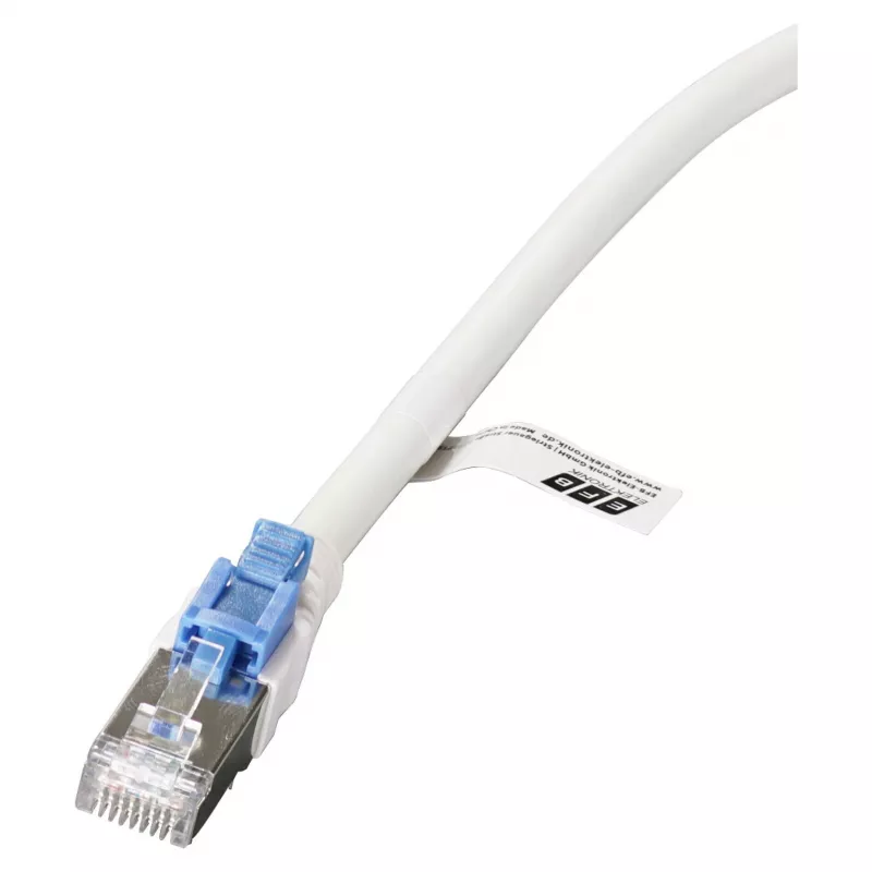 EFB Cable de parcheo RJ45 Cat.6A S/FTP LSZH BC AWG26 bloqueable blanco 0,5m