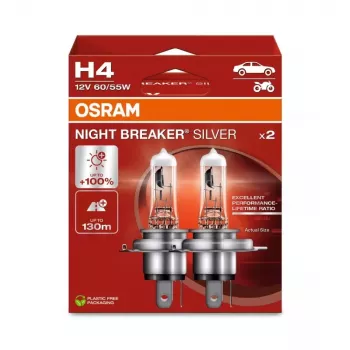 OSRAM NIGHT BREAKER SILVER H4 12 V 60/55 W, 2 uds.