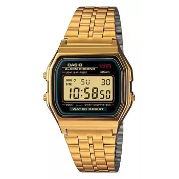Casio A159WGEA-1DF reloj digital vintage unisex con correa de acero inoxidable, dorado/negro (A159WGEA-1DF)