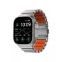 NOMAD Stratos Band - Correa de titanio para Apple Watch 49 mm con FKM (titanio natural, FKM naranja Ultra)