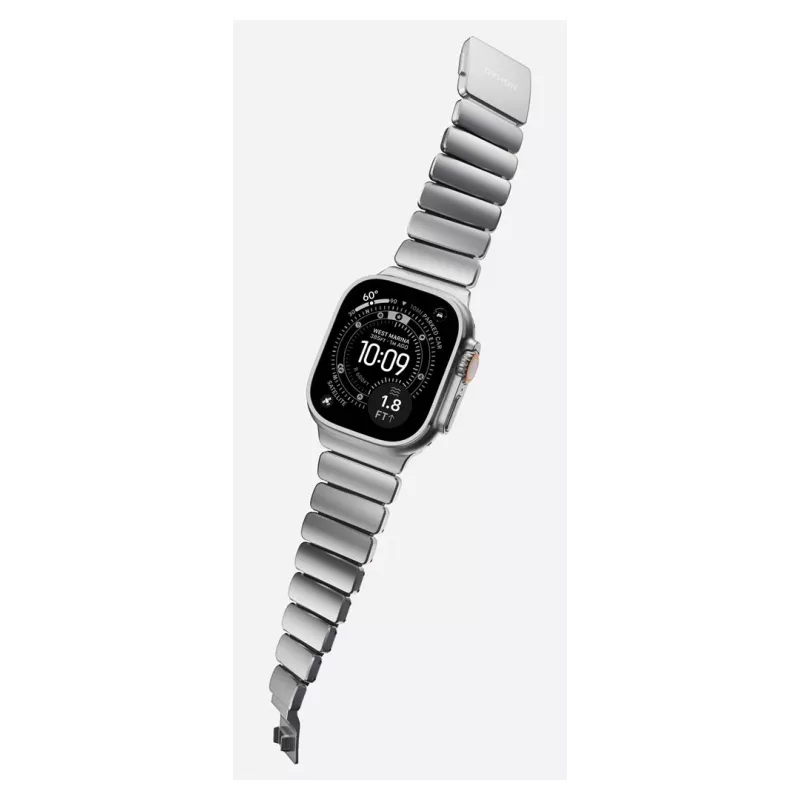 NOMAD Stratos Band - Correa de titanio para Apple Watch 49mm con FKM (titanio natural, FKM negro)