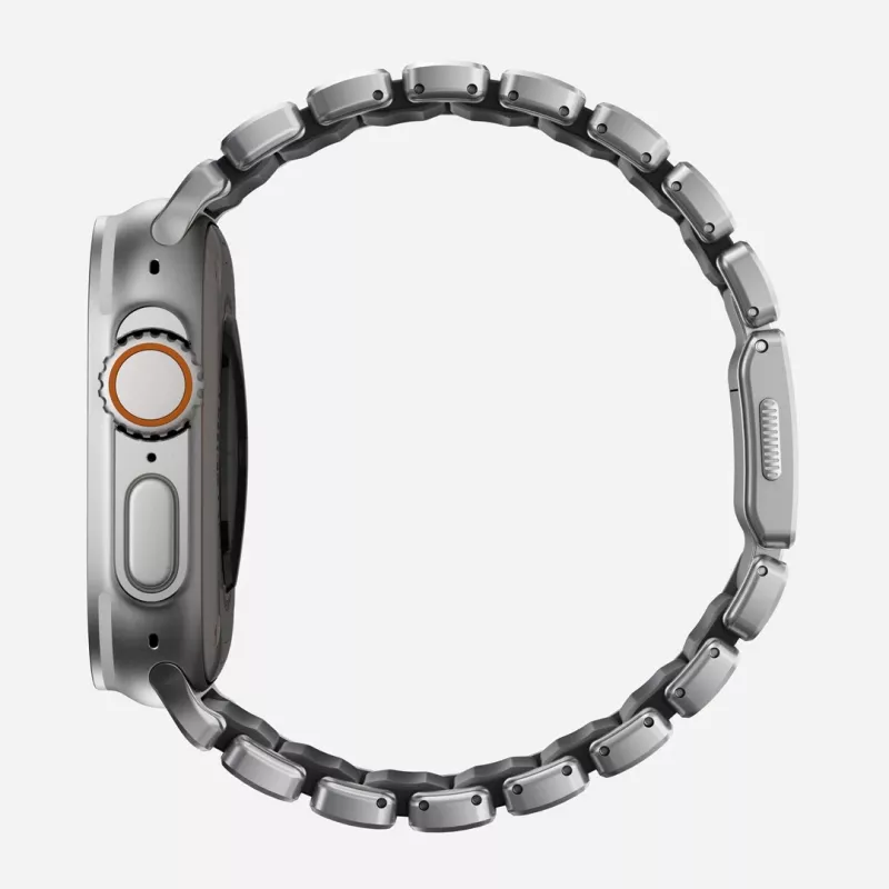 NOMAD Stratos Band - Correa de titanio para Apple Watch 49mm con FKM (titanio natural, FKM negro)