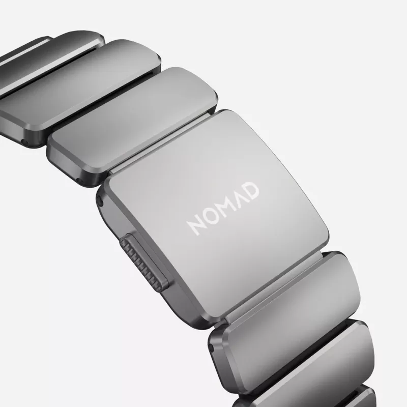 NOMAD Stratos Band - Correa de titanio para Apple Watch 49mm con FKM (titanio natural, FKM negro)
