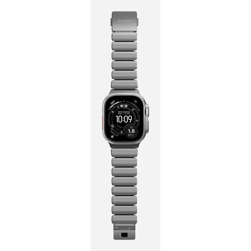 NOMAD Stratos Band - Correa de titanio para Apple Watch 49mm con FKM (titanio natural, FKM negro)
