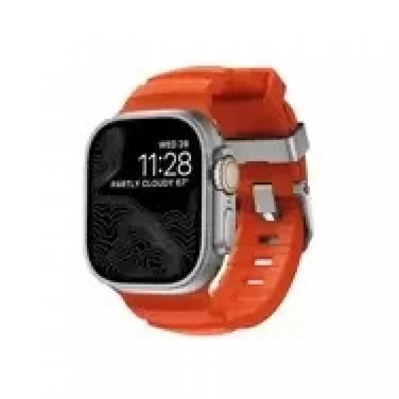 NOMAD Rocky Point Band - Correa para Apple Watch 46mm/49mm con FKM y titanio (Magma, herrajes naturales)