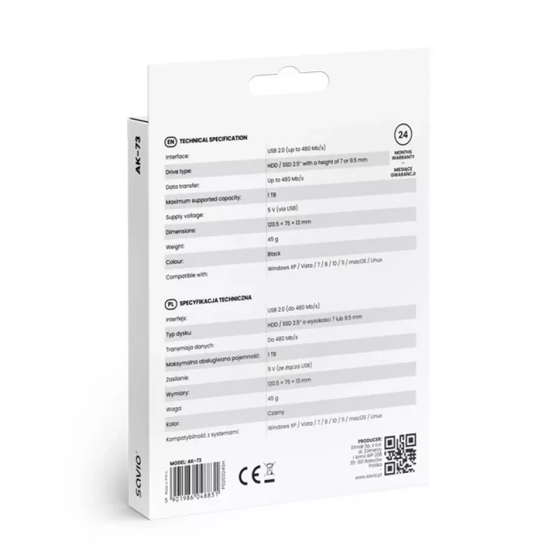 Carcasa externa para HDD/SSD AK-73 SAVIO