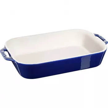 Molde rectangular de cerámica Staub, azul oscuro, 34x24x7,6