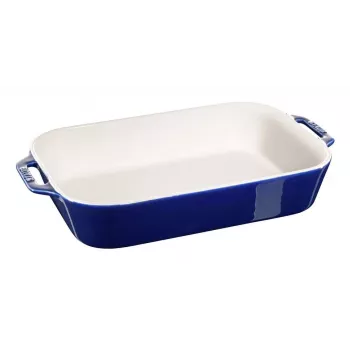 Molde rectangular de cerámica Staub, azul oscuro, 34x24x7,6