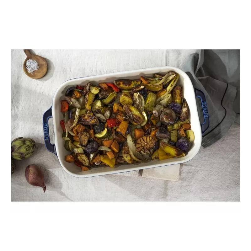 Molde rectangular de cerámica Staub, azul oscuro, 34x24x7,6