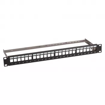 Panel de parcheo 1U 19 pulgadas EFB Elektronik Panel de distribución 48,3 cm, 24 puertos con 24x RJ45 Keystone Slimline Cat.6A