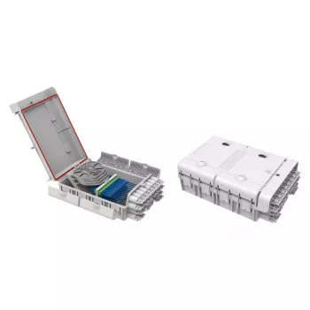 Caja de terminación de fibra óptica FTTH IP65 para exterior Fabricante FTTH-BOX-OUT-5 para 48 fibras, 24 adaptadores, cassette de empalme incluido