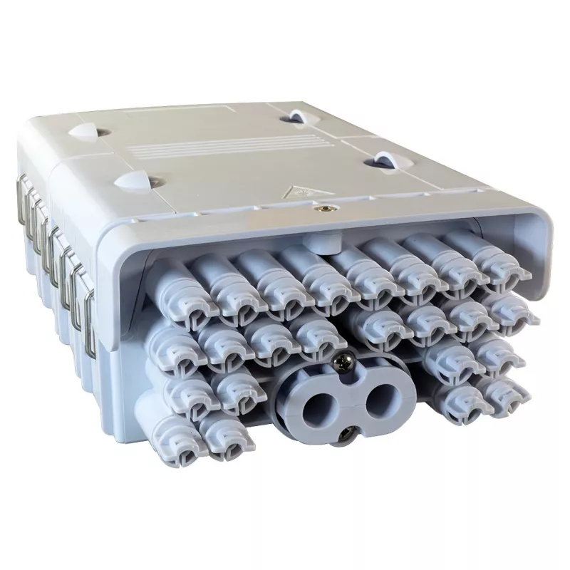 Caja de terminación de fibra óptica FTTH IP65 para exterior Fabricante FTTH-BOX-OUT-5 para 48 fibras, 24 adaptadores, cassette de empalme incluido
