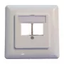 Marco Keystone de 2 puertos EFB Elektronik ET-25091 — salida recta DIN49075, RAL9003 blanco, marco de 80×80 mm con placa central de 50×50 mm
