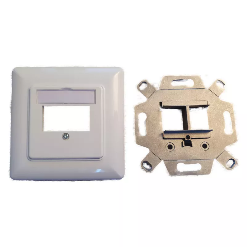 Marco Keystone de 2 puertos EFB Elektronik ET-25091 — salida recta DIN49075, RAL9003 blanco, marco de 80×80 mm con placa central de 50×50 mm