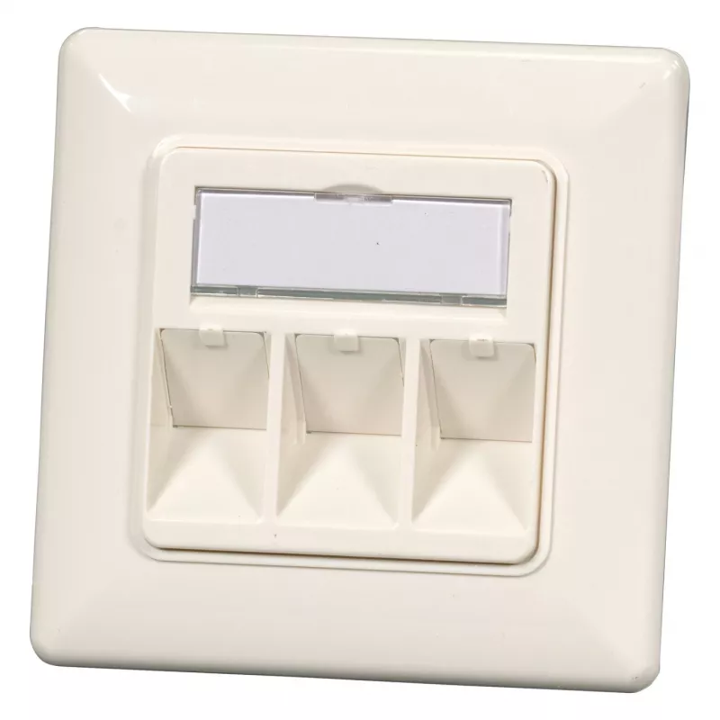 Marco Keystone de 2 puertos EFB Elektronik ET-25091 — salida recta DIN49075, RAL9003 blanco, marco de 80×80 mm con placa central de 50×50 mm