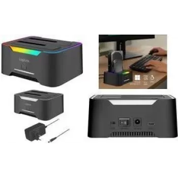 Estación de acoplamiento LOGILINK Quickport QP0036, USB 3.2, doble para HDD/SSD SATA de 2,5/3,5