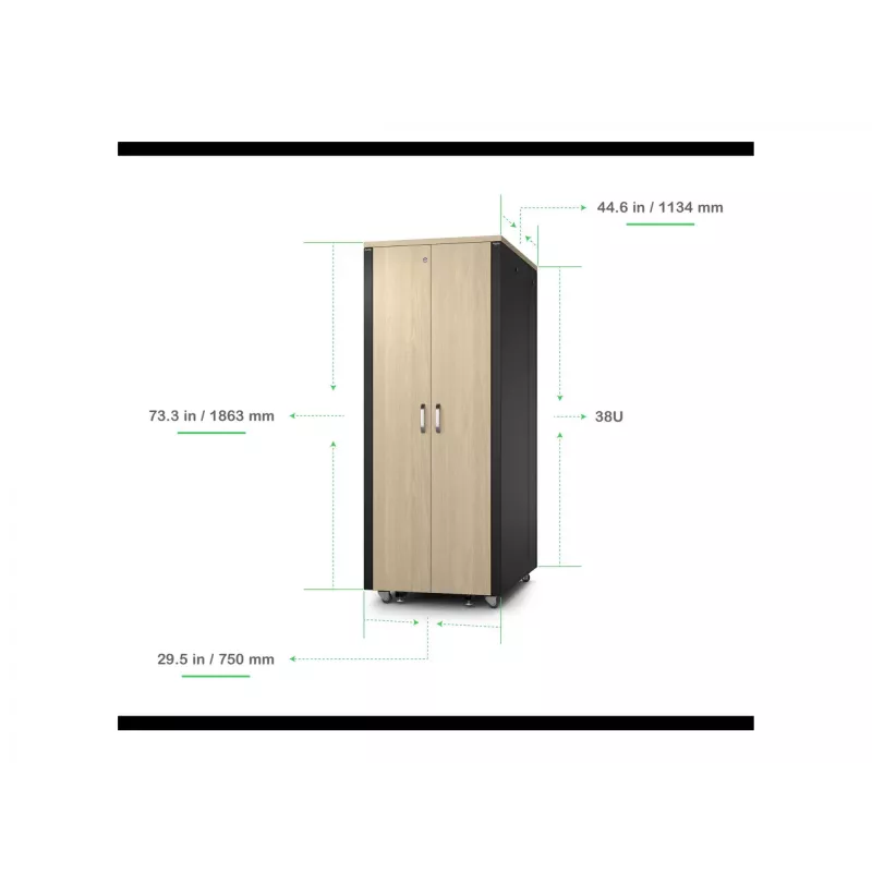 APC NetShelter - armario (horizontal) - insonorizado - AC 230 V - arce - 38U - 48,3 cm (19 pulgadas)