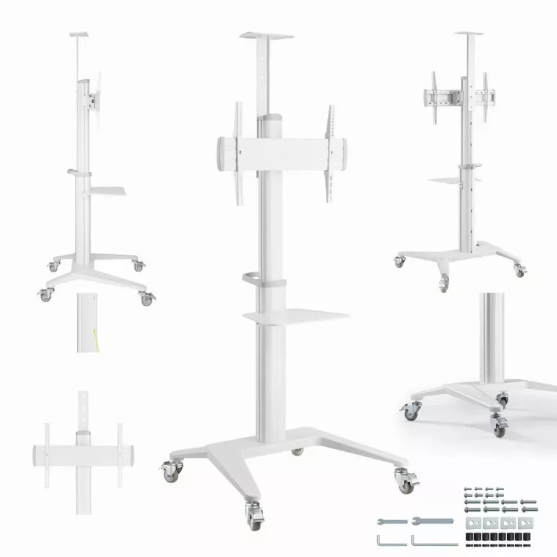 Soporte de TV de suelo 37-70/WEISS TVS-70T-02-W Gembird