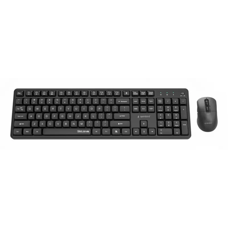 Gembird KBS-WMS-01 conjunto inalámbrico de teclado y ratón, inglés, negro