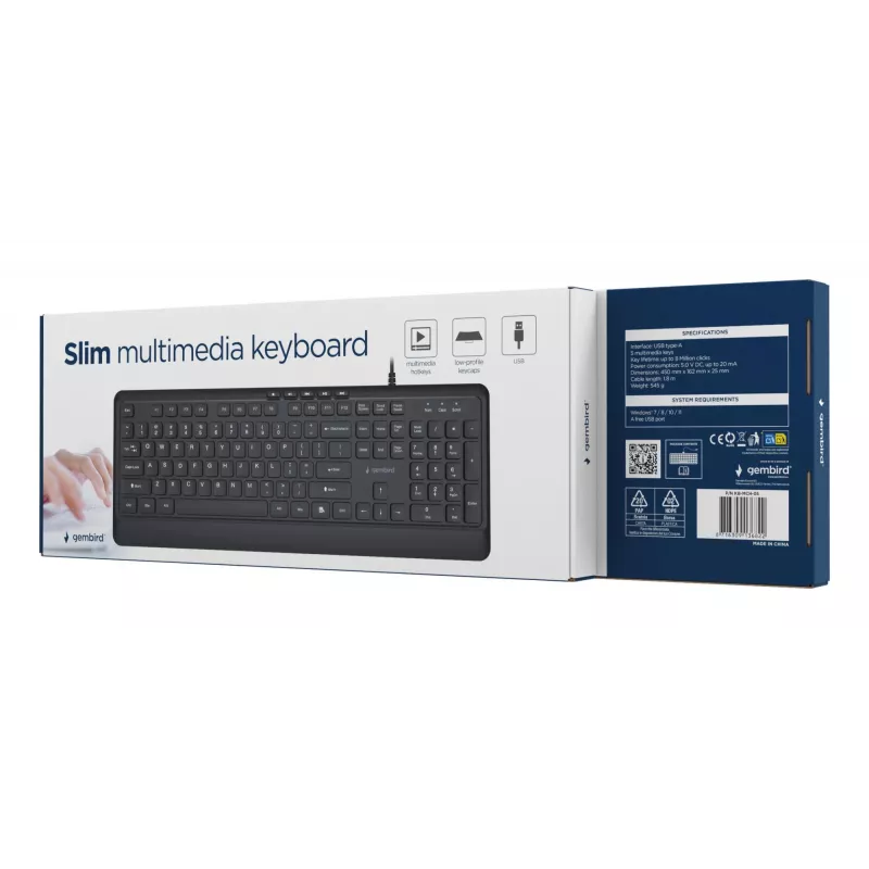 Teclado multimedia USB ENG/Negro KB-MCH-05 Gembird