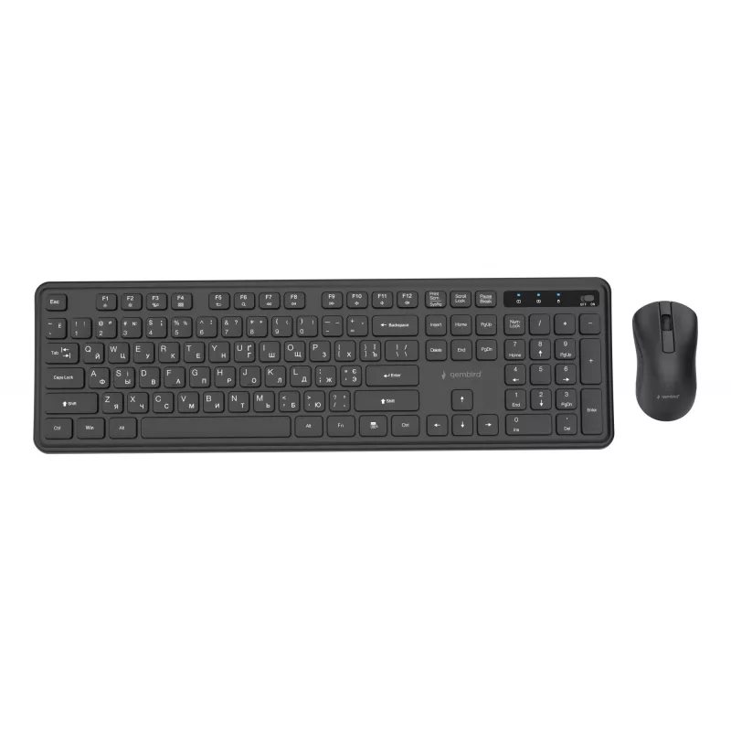 Gembird KBS-WPS-01-CYRL conjunto inalámbrico de teclado y ratón, cirílico, negro