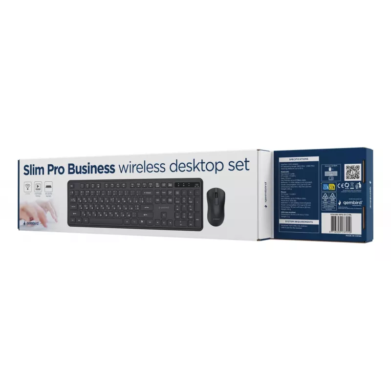 Gembird KBS-WPS-01-CYRL conjunto inalámbrico de teclado y ratón, cirílico, negro