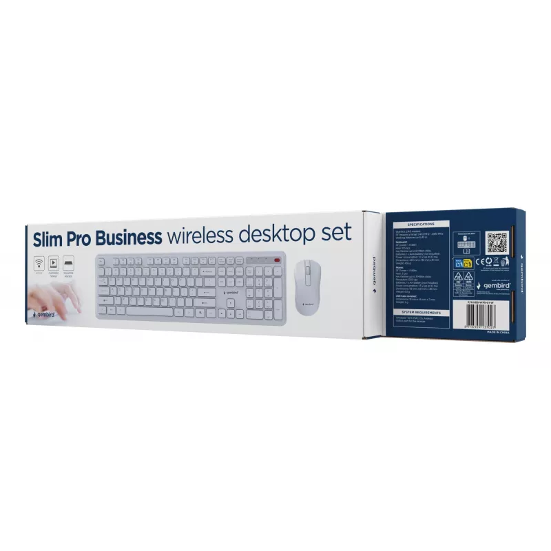 Teclado + ratón inalámbrico ENG/BL KBS-WPS-01-W Gembird