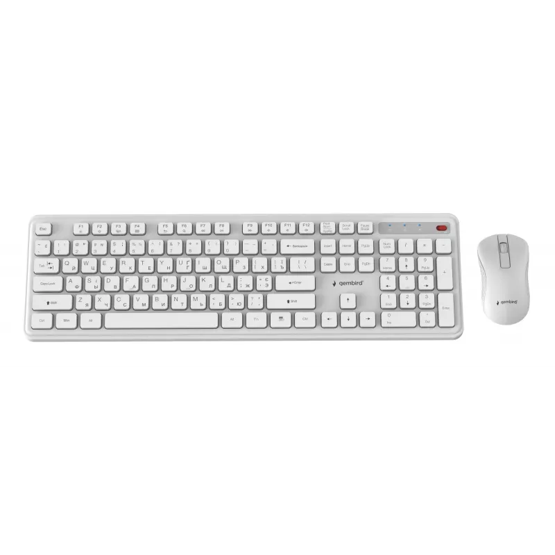 Gembird KBS-WPS-01-W-CYRL conjunto inalámbrico de teclado y ratón, cirílico, blanco