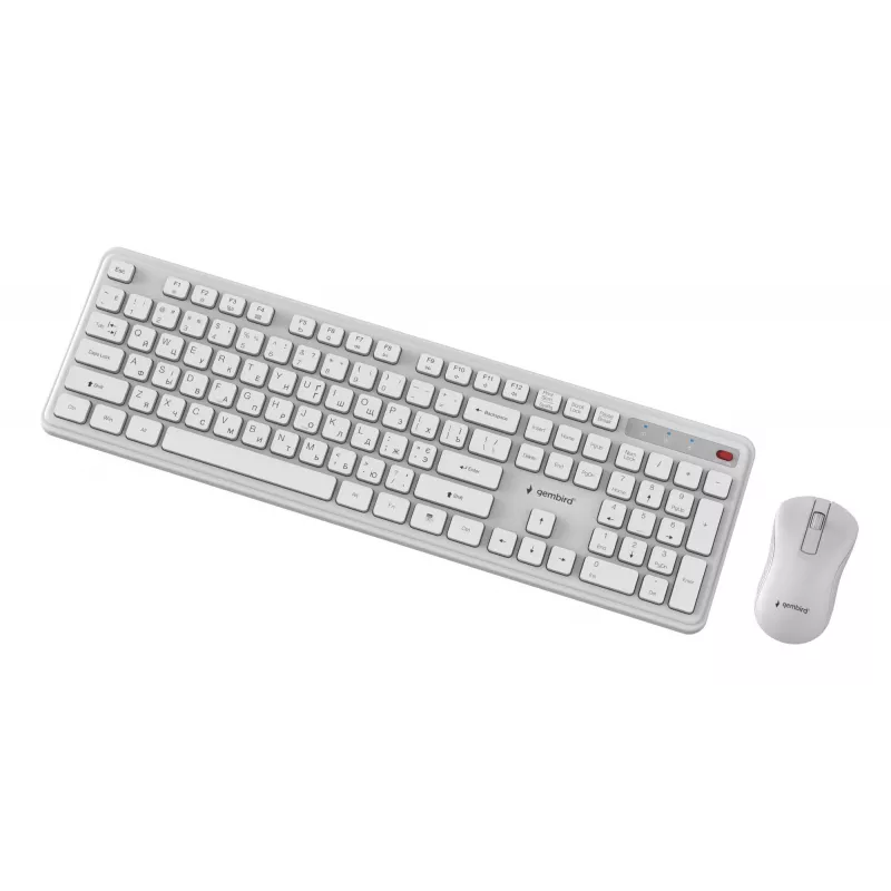 Gembird KBS-WPS-01-W-CYRL conjunto inalámbrico de teclado y ratón, cirílico, blanco