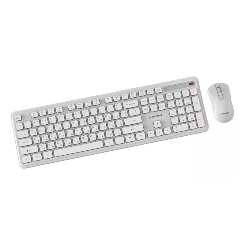 Gembird KBS-WPS-01-W-CYRL conjunto inalámbrico de teclado y ratón, cirílico, blanco