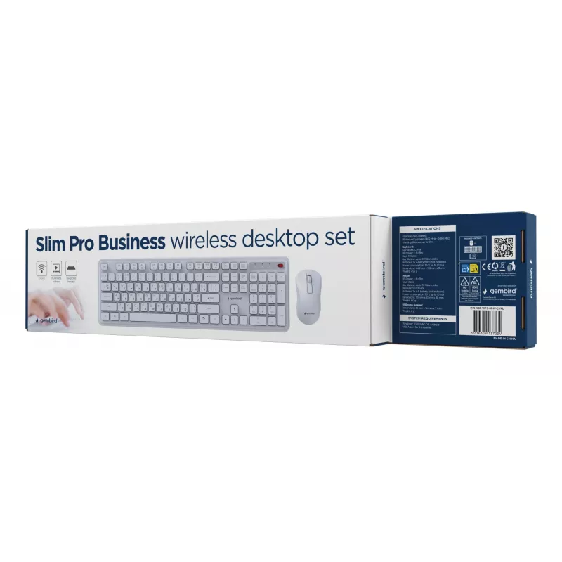 Gembird KBS-WPS-01-W-CYRL conjunto inalámbrico de teclado y ratón, cirílico, blanco