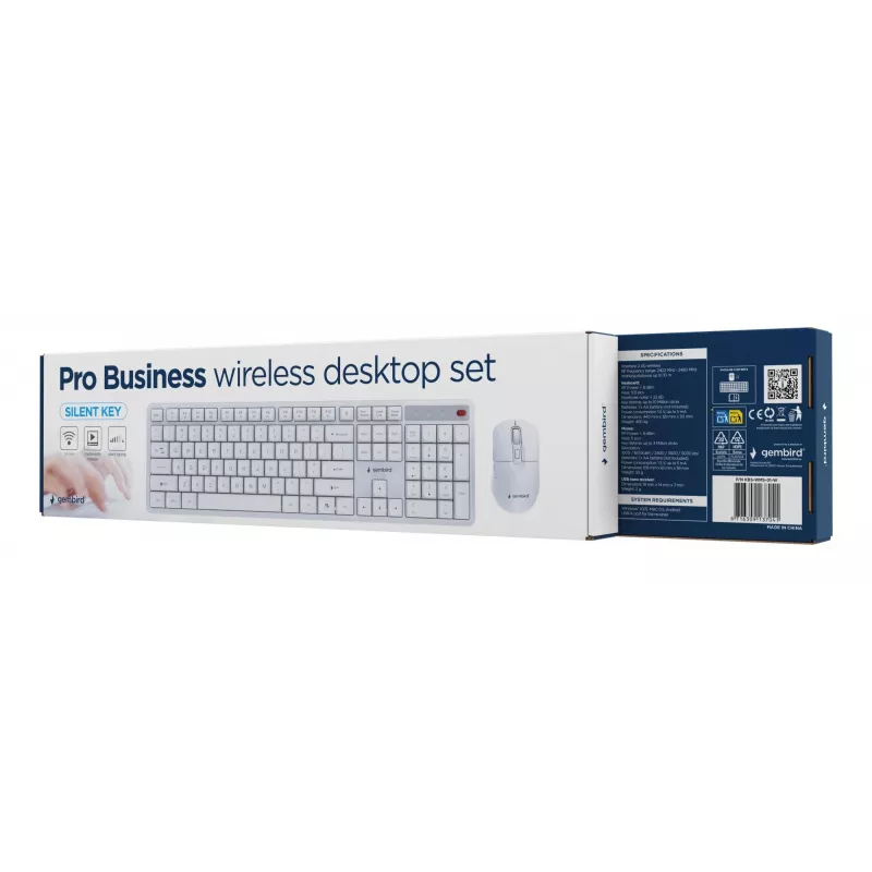 Teclado + ratón inalámbrico ENG/BLANCO KBS-WMS-01-W Gembird
