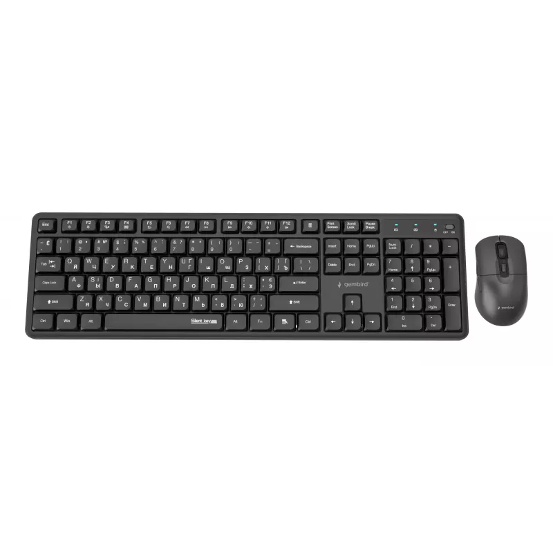 Gembird KBS-WMS-01-CYRL conjunto inalámbrico de teclado y ratón, cirílico, negro