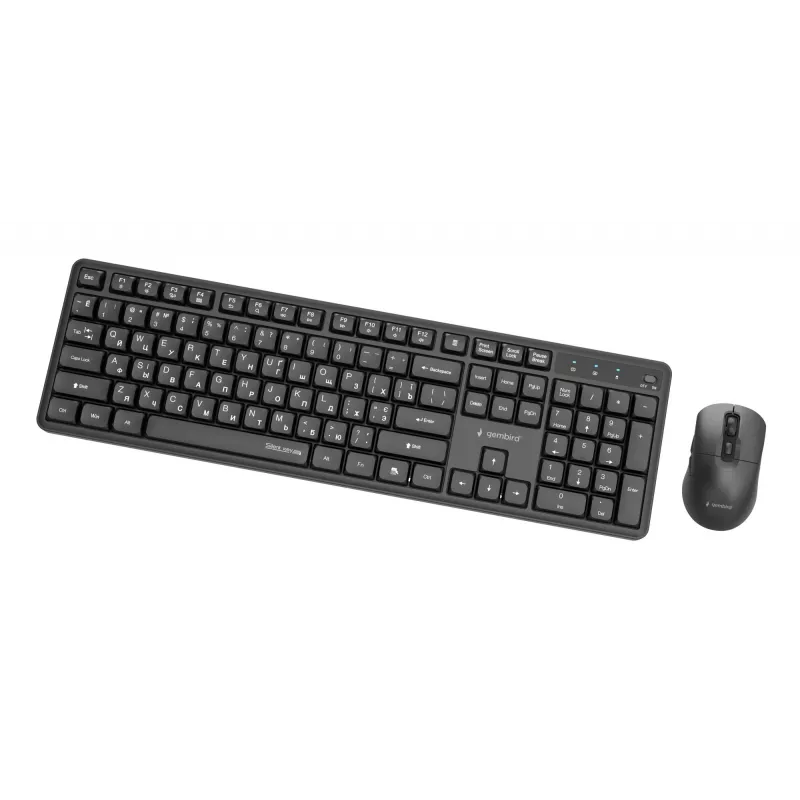Gembird KBS-WMS-01-CYRL conjunto inalámbrico de teclado y ratón, cirílico, negro