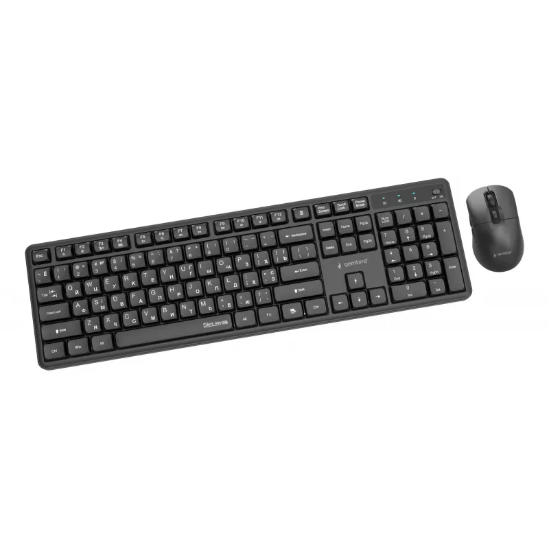 Gembird KBS-WMS-01-CYRL conjunto inalámbrico de teclado y ratón, cirílico, negro
